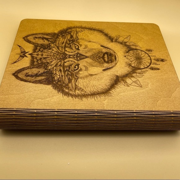 Mystical Wolf Engraved Wooden Journal - Picture 9 of 15